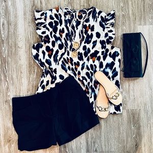 Shein leopard print ruffled sleeve top size 2XL